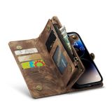 Multifunkčné peňaženkové puzdro CaseMe na iPhone 14 Pro - Hnedá