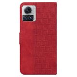 Peňaženkové kožené puzdro Geometric na Motorola Edge 30 Ultra - Červená