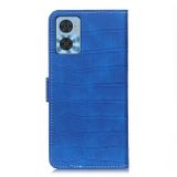 Peňaženkové kožené puzdro CROCODILE na Motorola Moto E22i – Modrá