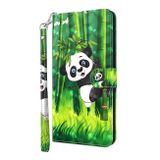 Peňaženkové 3D kožene puzdro Painting Pattern na Xiaomi Redmi Note 10/10S - Panda Climbing Bamboo