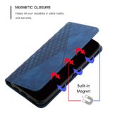 Peňaženkové kožené puzdro Diamond Pattern na Moto E32 - Modrá