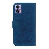 Peňaženkové kožené puzdro Butterfly Rose na Motorola Edge 30 Neo - Modrá