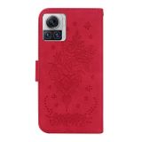 Peňaženkové kožené puzdro Rose na Motorola Edge 30 Ultra - Červená