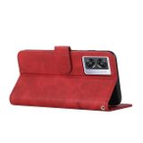 Peňaženkové kožené puzdro Stitching Calf Texture na Oppo A57 / A57s - Červená