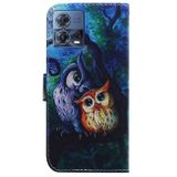Peňaženkové kožené puzdro na Motorola Edge 30 Fusion - Oil Painting Owl