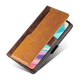 Peňaženkové kožené puzdro Contrast Color na Oppo A57 / A57s - Tmavo hnedá a Zlatá