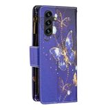 Peňaženkové 3D puzdro COLORED na Samsung Galaxy A14 4G/5G - Fialový motýľ