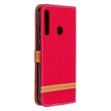 Peňaženkové Denim puzdro na Huawei P40 Lite E - Červený