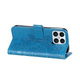 Peňaženkové kožené puzdro Flowers na Honor X8 5G/X6 - Modrá