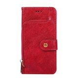 Peňaženkové kožené puzdro Zipper Bag na Honor X8 5G/X6 - Červená
