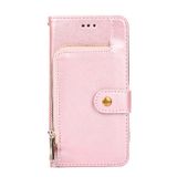 Peňaženkové kožené puzdro Zipper Bag na Honor X8 5G/X6 - Ružovo zlatá