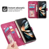 Peňaženkové kožené puzdro Flowers na Samsung Galaxy Z Fold4 - Červená