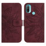 Peňaženkové kožené puzdro Skin Feel Sun Flower na Motorola Moto E20 / E30 / E40 - Vínovo Červená