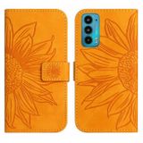 Peňaženkové kožené puzdro SUN FLOWER na Motorola Edge 20 - Žltá