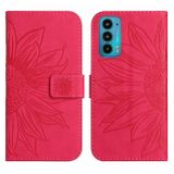 Peňaženkové kožené puzdro SUN FLOWER na Motorola Edge 20 - Rose Red