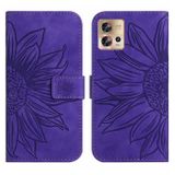 Peňaženkové kožené puzdro Sun Flower na Motorola Edge 30 Fusion - Tmavo fialová