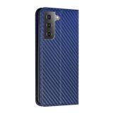 Peňaženkové kožené puzdro CARBON na Samsung Galaxy S23 Plus 5G – Modrá