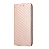 Peňaženkové kožené puzdro CARBON na Samsung Galaxy S23 Plus 5G – Ružovozlatá