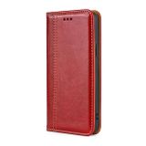 Peňaženkové kožené puzdro GRID na Samsung Galaxy A04s – Červená