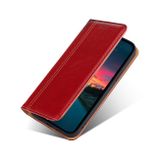 Peňaženkové kožené puzdro GRID na Samsung Galaxy A04s – Červená