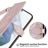 Peňaženkové kožené puzdro LIFE TREE na Samsung Galaxy S23 Plus 5G – Ružovozlatá