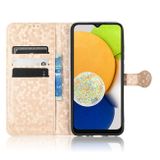 Peňaženkové kožené puzdro HONEYCOMB na Samsung Galaxy A03 – Zlatá
