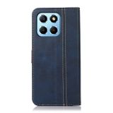Peňaženkové kožené puzdro Stitching na Honor X8 5G/X6 - Modrá