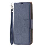 Peňaženkové kožené puzdro LITCHI na Samsung Galaxy A54 5G – Modrá