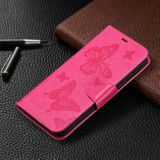 Peňaženkové kožené puzdro TWO BUTTERFLIES na Samsung Galaxy A54 5G – Ružovočervená