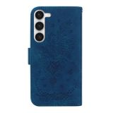 Peňaženkové kožené puzdro BUTTERFLY ROSE na Samsung Galaxy S23 5G – Modrá