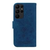 Peňaženkové kožené puzdro BUTTERFLY ROSE na Samsung Galaxy S23 Ultra 5G – Modrá
