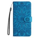 Peňaženkové kožené puzdro Sunflower na Oppo A58 5G - Modrá