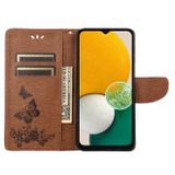 Peňaženkové kožené puzdro BUTTERFLY na Samsung Galaxy A54 5G – Hnedá