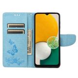Peňaženkové kožené puzdro BUTTERFLY na Samsung Galaxy A54 5G – Modrá