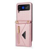 Peňaženkové kožené puzdro N.BEKUS Zipper na Samsung Galaxy Z Flip4 - Ružová