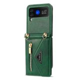 Peňaženkové kožené puzdro N.BEKUS Zipper na Samsung Galaxy Z Flip4 - Zelená