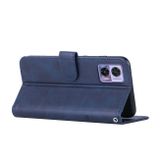 Peňaženkové kožené puzdro Calf Stitching na Motorola Edge 30 Neo - Modrá