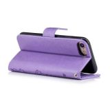 Peňaženkové kožené puzdro na iPhone SE (2020) - Fialový