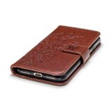 Peňaženkové kožené puzdro na iPhone SE (2020) - Hnedý