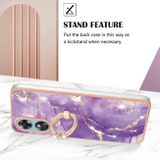 Akrylový kryt Marble Ring Holder na Oppo A17 - Purple 002