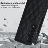 Peňaženkové kožené puzdro Rhombic na Samsung Galaxy Z Fold4 - Čierna