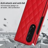 Peňaženkové kožené puzdro Rhombic na Samsung Galaxy Z Fold4 - Červená