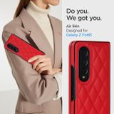 Peňaženkové kožené puzdro Rhombic na Samsung Galaxy Z Fold4 - Červená