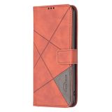 Peňaženkové kožené puzdro Rhombus na Motorola Moto G72 - Hnedá