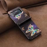 Kožený kryt Colored na Samsung Galaxy Z Flip4 - Veľký motýľ