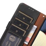 Peňaženkové kožené puzdro KHAZNEH Litchi na Xiaomi Redmi Note 12S - Čierna