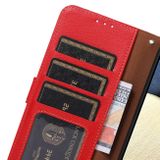 Peňaženkové kožené puzdro KHAZNEH Litchi na Xiaomi Redmi Note 12S - Červená