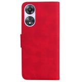 Peňaženkové kožené puzdro Pure Color na Oppo A58 5G - Červená