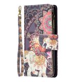 Peňaženkové kožené puzdro Drawing Zipper na Xiaomi Redmi Note 12S - Flower Elephants