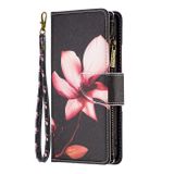 Peňaženkové kožené puzdro Drawing Zipper na Xiaomi Redmi Note 12S - Lotus